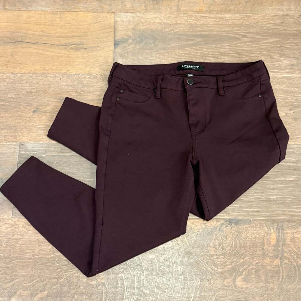 Liverpool Jeans Co. Skinny Pants ~Dark Cherry, Plum Leggings ~Size 12/31 Petite